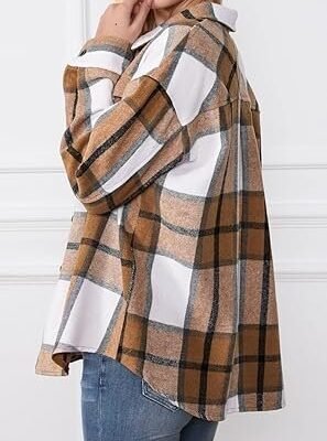61qKwt-MwgL._AC_SY445_.jpg Trendy Queen Womens Flannel Shacket Casual Jacket Plaid Button Down Long Sleeve Shirt Fall Winter Outfits