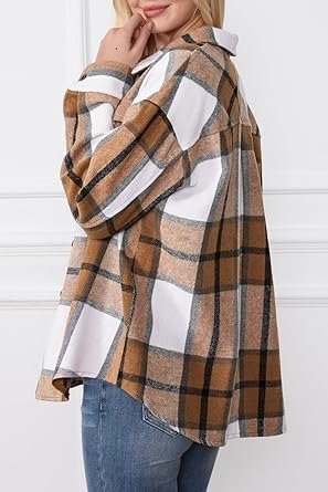 61qKwt-MwgL._AC_SY445_.jpg Trendy Queen Womens Flannel Shacket Casual Jacket Plaid Button Down Long Sleeve Shirt Fall Winter Outfits
