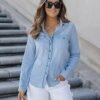 712kerlgZUL._AC_SX342_.jpg luvamia Denim Shirt Women Chambray Jean Western Shirts Long Sleeve Button Down Tops