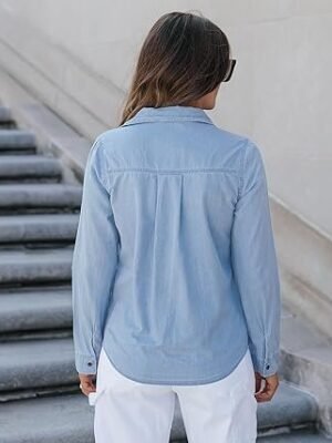 715VG66HnjL._AC_SX342_.jpg luvamia Denim Shirt Women Chambray Jean Western Shirts Long Sleeve Button Down Tops