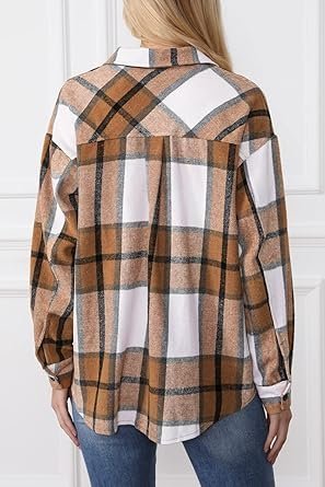 717KL59oyL._AC_SY445_.jpg Trendy Queen Womens Flannel Shacket Casual Jacket Plaid Button Down Long Sleeve Shirt Fall Winter Outfits