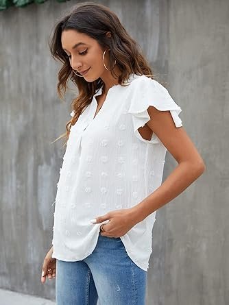71c96XQYxHL._AC_SY445_.jpg Blooming Jelly Women's White Blouse