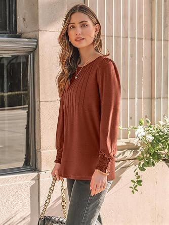71gHYf5hEJL._AC_SY445_.jpg AUTOMET Long Sleeve Pleated Blouses