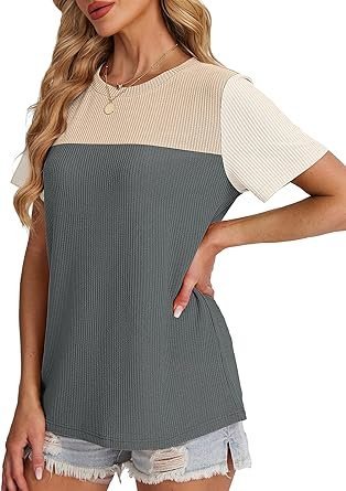 WIHOLL Women's Color Block Knit Top