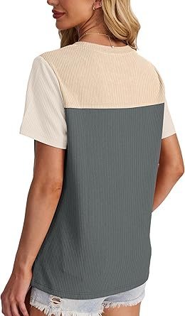 WIHOLL Women's Color Block Knit Top