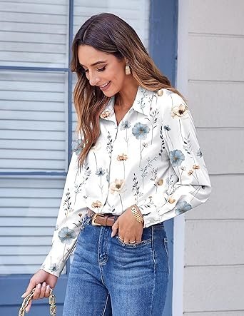 81xMInjkR8L._AC_SX342_.jpg Zeagoo Women's Floral Button Down Shirts