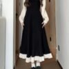 Spring Gentle Black Splicing Dress