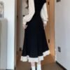 Spring Gentle Black Splicing Dress